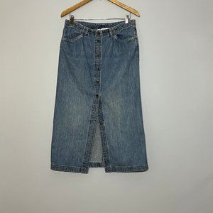 Vintage Jones Sport 100% Cotton Light Wash Denim Maxi Skirt